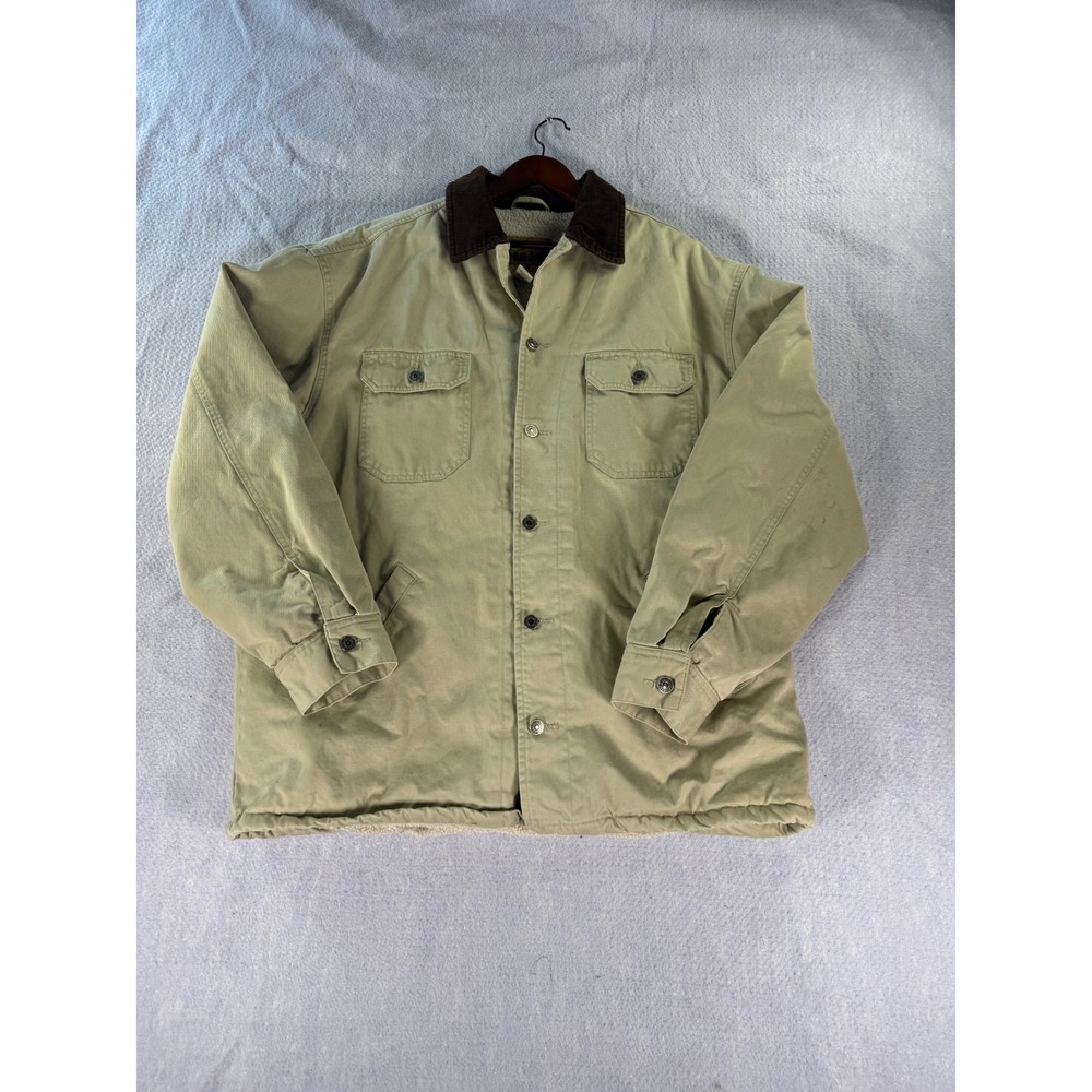 Vintage Gap Blue Jeans Sherpa Lined Workwear Jacket Tan Corduroy Collar Large